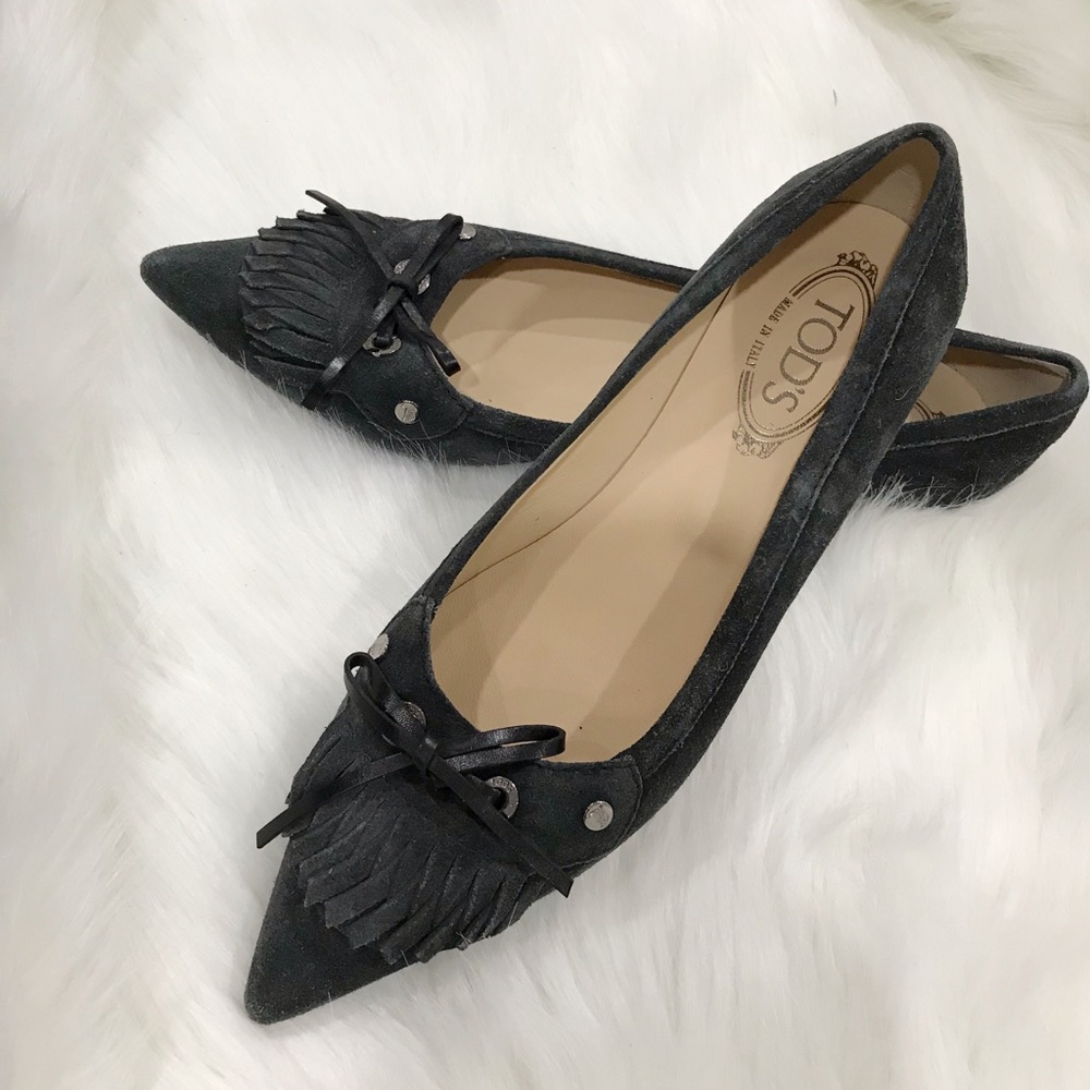 Tod’s Green Suede ballerina flats